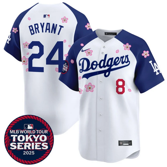 Men Los Angeles Dodgers 24 Bryant Tokyo Series 2025 white Limited Stitched Jersey style 2